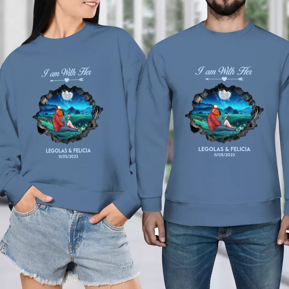 I Am With Him - Custom Name - Personalized Gifts for Couples - Sweater