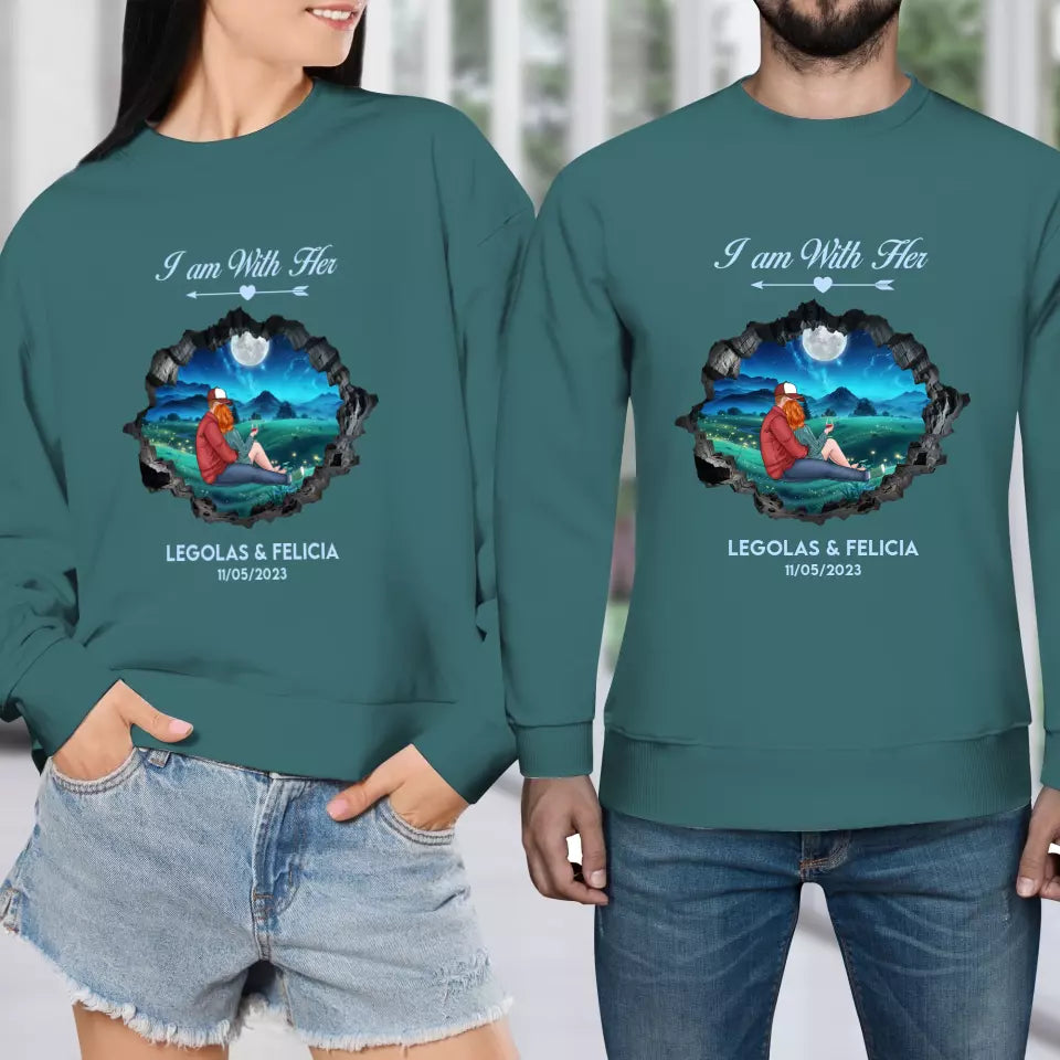 I Am With Him - Custom Name - Personalized Gifts for Couples - Sweater