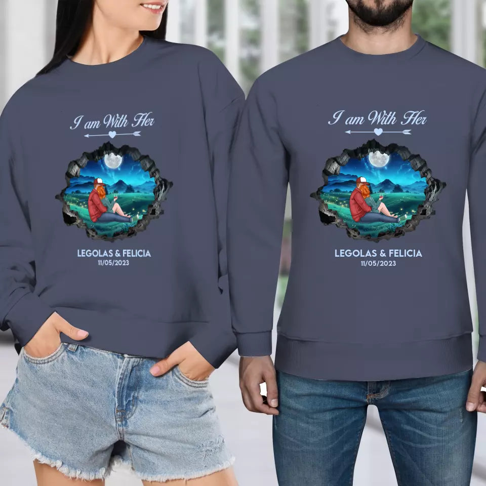 I Am With Him - Custom Name - Personalized Gifts for Couples - Sweater