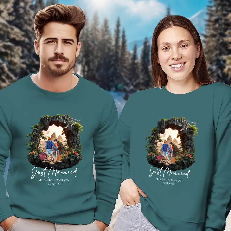 Just Married - Custom Name - Personalized Gifts For Couple - Sweater