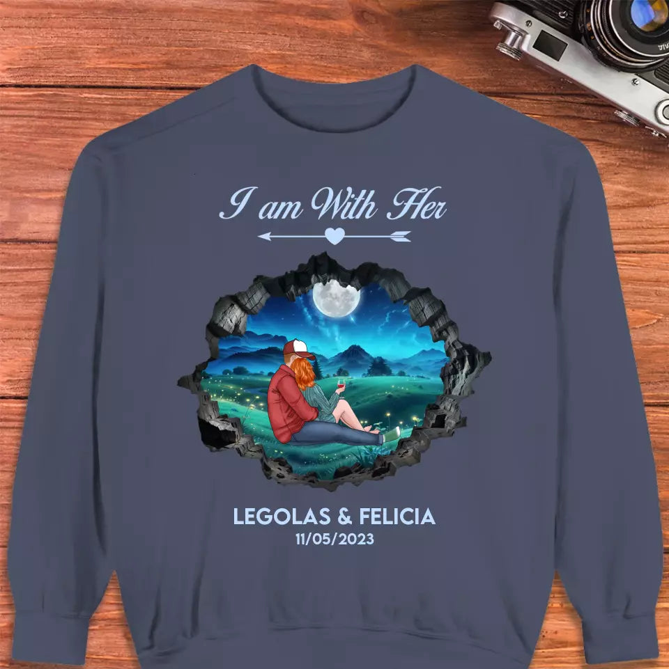 I Am With Him - Custom Name - Personalized Gifts for Couples - Sweater