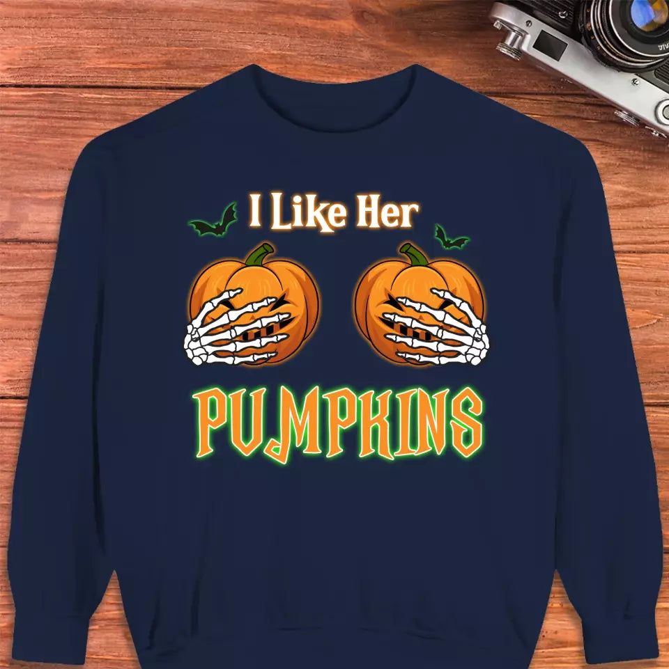 Broomstick & Pumpkins - Custom Pumpkin - Personalized Gifts For Couple - Sweater