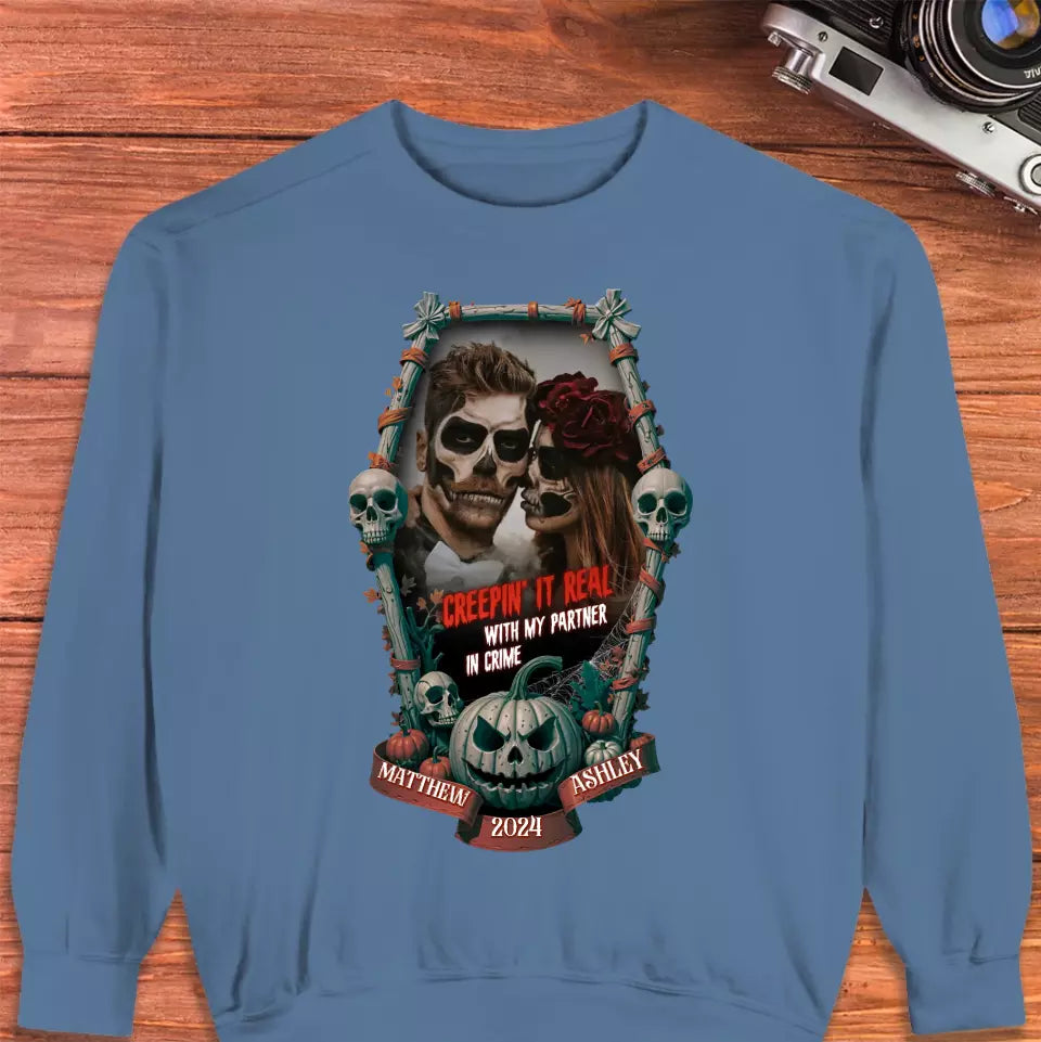 Creepin It Real - Custom Photo - Personalized Gifts For Couple - Sweater