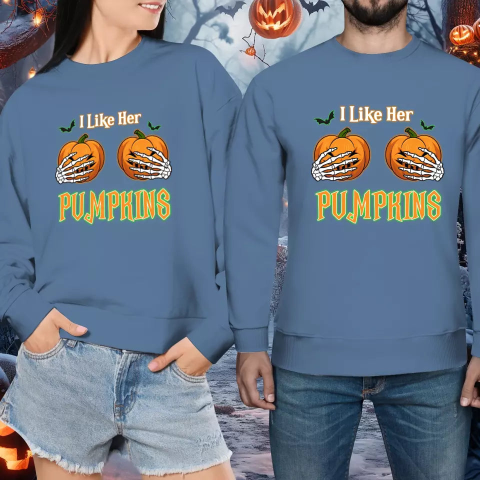 Broomstick & Pumpkins - Custom Pumpkin - Personalized Gifts For Couple - Sweater