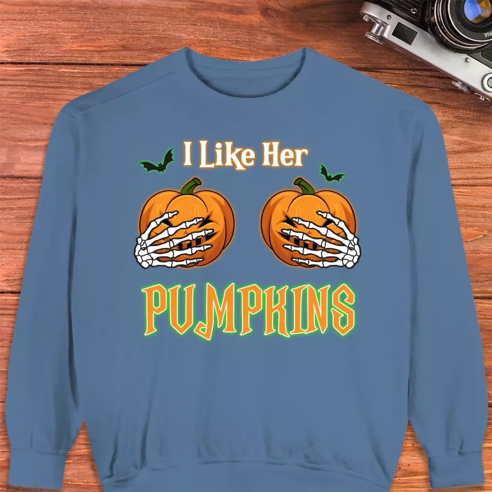 Broomstick & Pumpkins - Custom Pumpkin - Personalized Gifts For Couple - Sweater