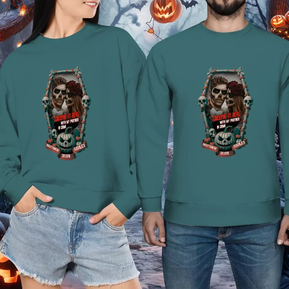 Creepin It Real - Custom Photo - Personalized Gifts For Couple - Sweater