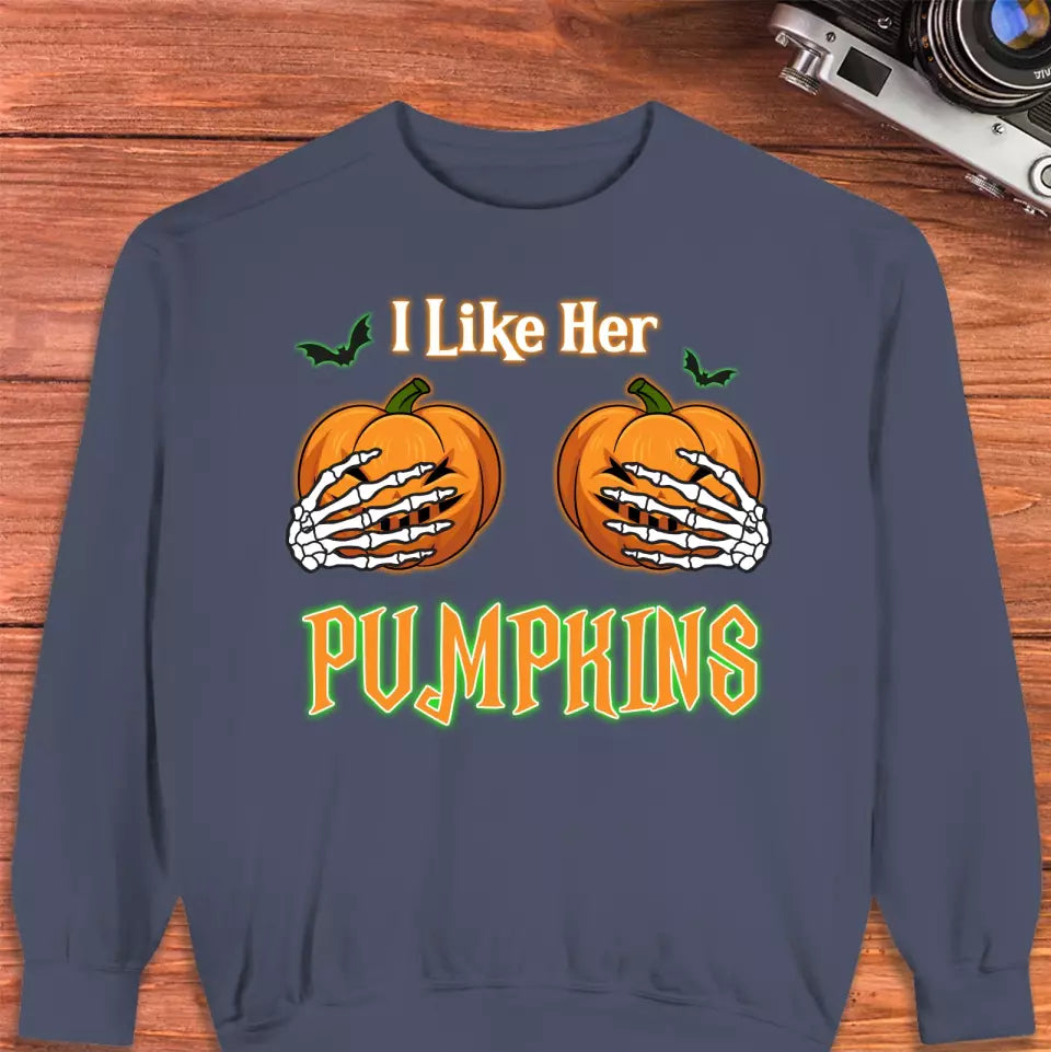 Broomstick & Pumpkins - Custom Pumpkin - Personalized Gifts For Couple - Sweater