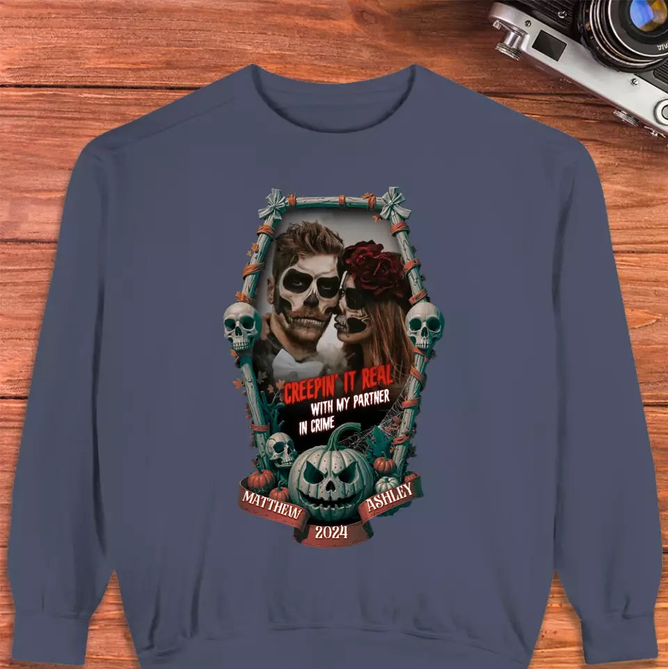 Creepin It Real - Custom Photo - Personalized Gifts For Couple - Sweater