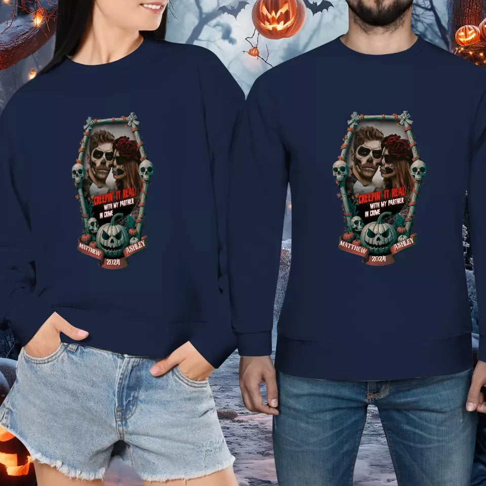 Creepin It Real - Custom Photo - Personalized Gifts For Couple - Sweater