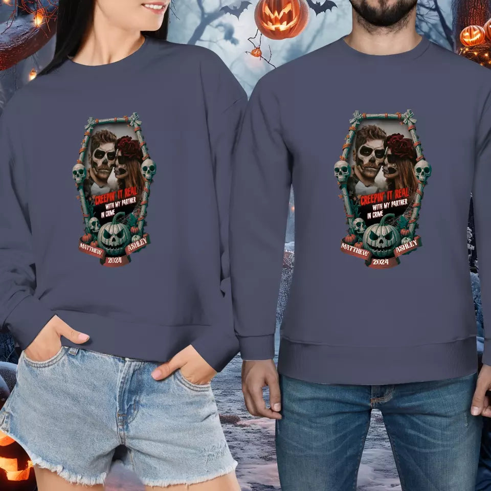 Creepin It Real - Custom Photo - Personalized Gifts For Couple - Sweater