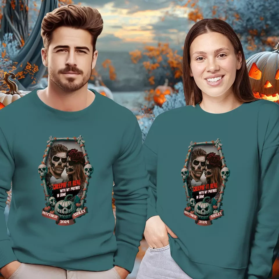 Creepin It Real - Custom Photo - Personalized Gifts For Couple - Sweater