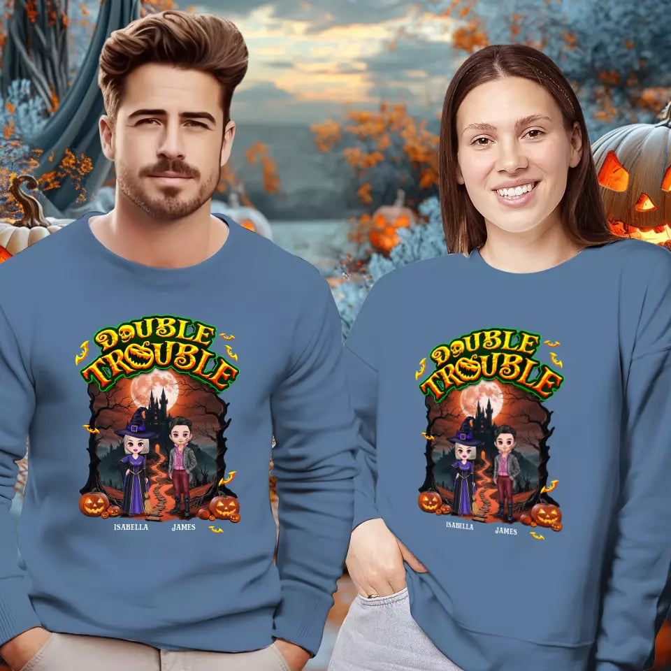 Double Trouble - Custom Name - Personalized Gifts for Couples - Sweater