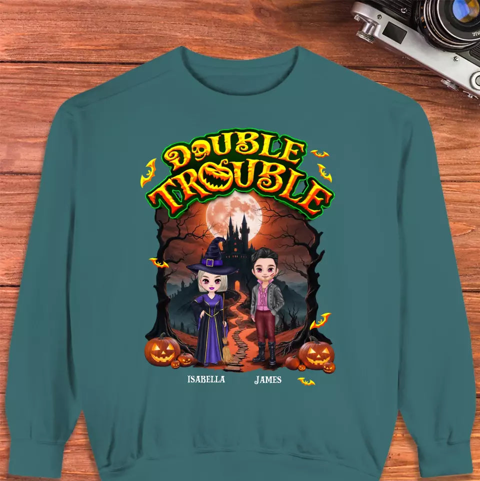 Double Trouble - Custom Name - Personalized Gifts for Couples - Sweater