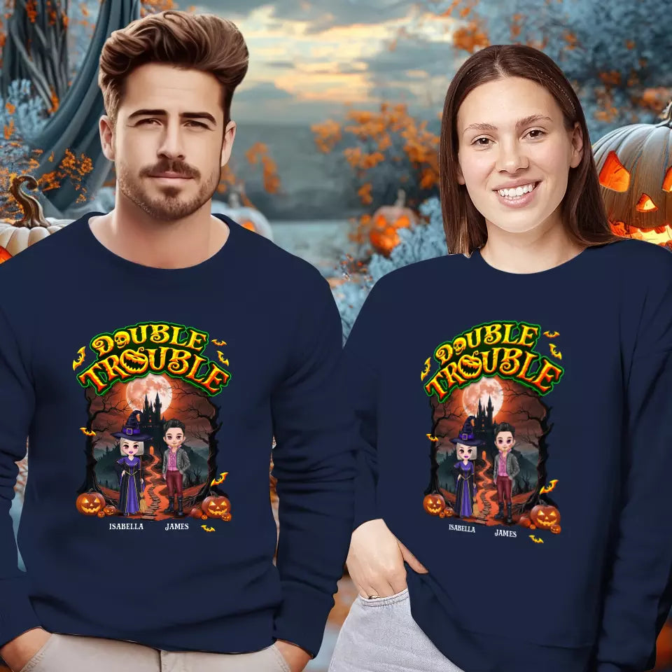 Double Trouble - Custom Name - Personalized Gifts for Couples - Sweater