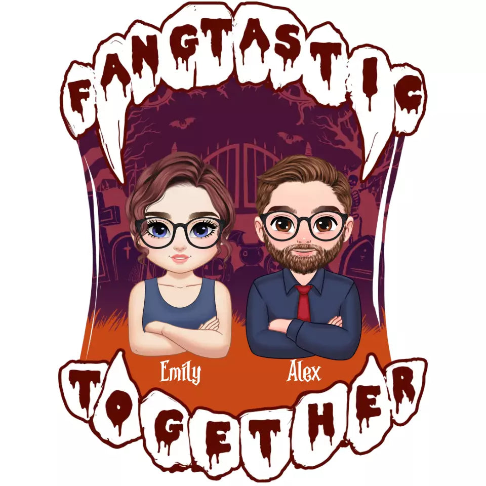 Fangtastic Together - Custom Name - Personalized Gifts for Couples - Sweater