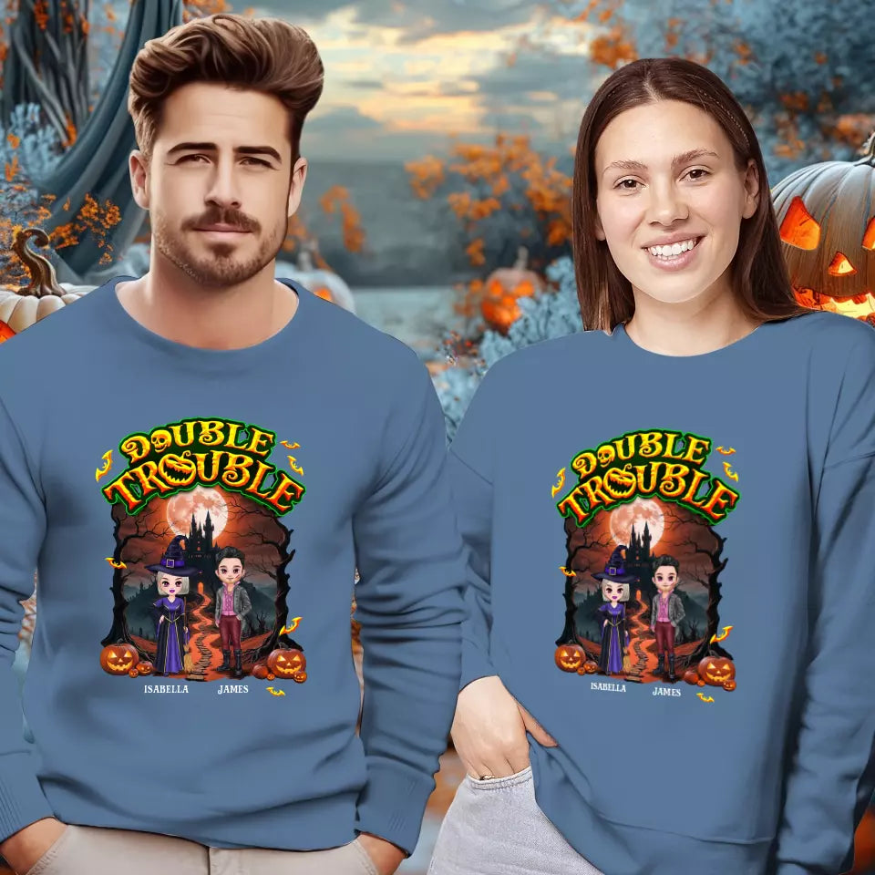 Double Trouble - Custom Name - Personalized Gifts for Couples - Sweater