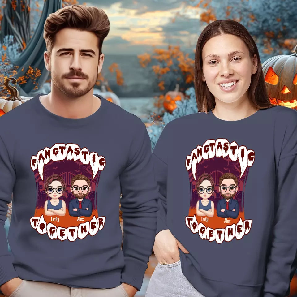 Fangtastic Together - Custom Name - Personalized Gifts for Couples - Sweater