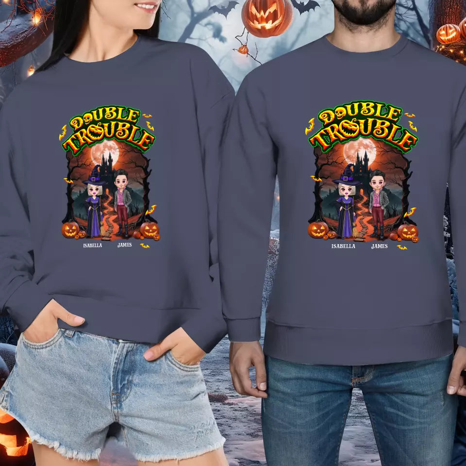 Double Trouble - Custom Name - Personalized Gifts for Couples - Sweater