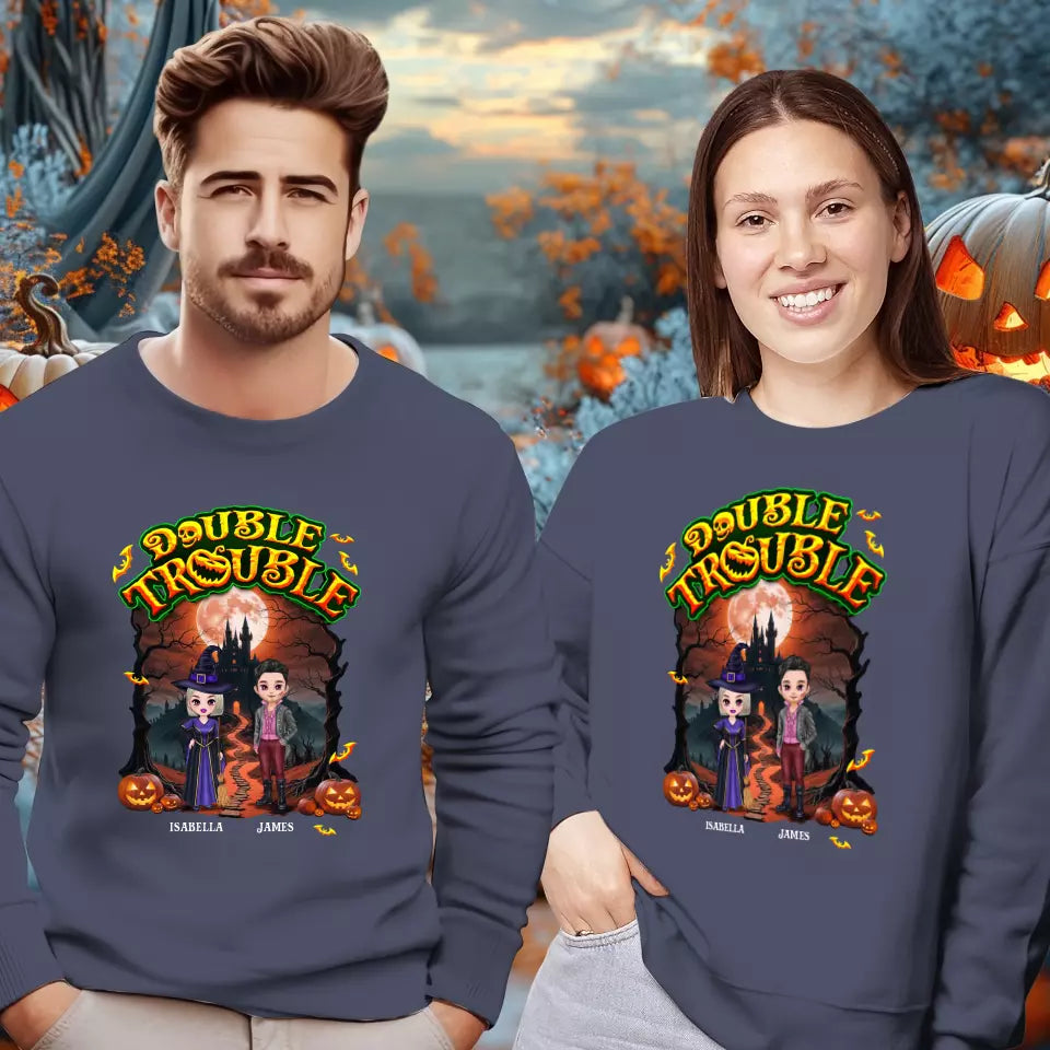 Double Trouble - Custom Name - Personalized Gifts for Couples - Sweater