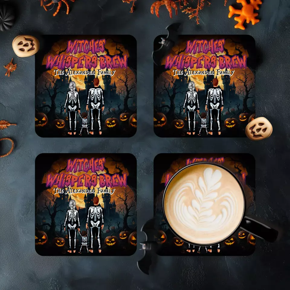 Witches Whispers Brew - Custom Name - Personalized Gifts For Family - Coaster  (4pcs/pack)