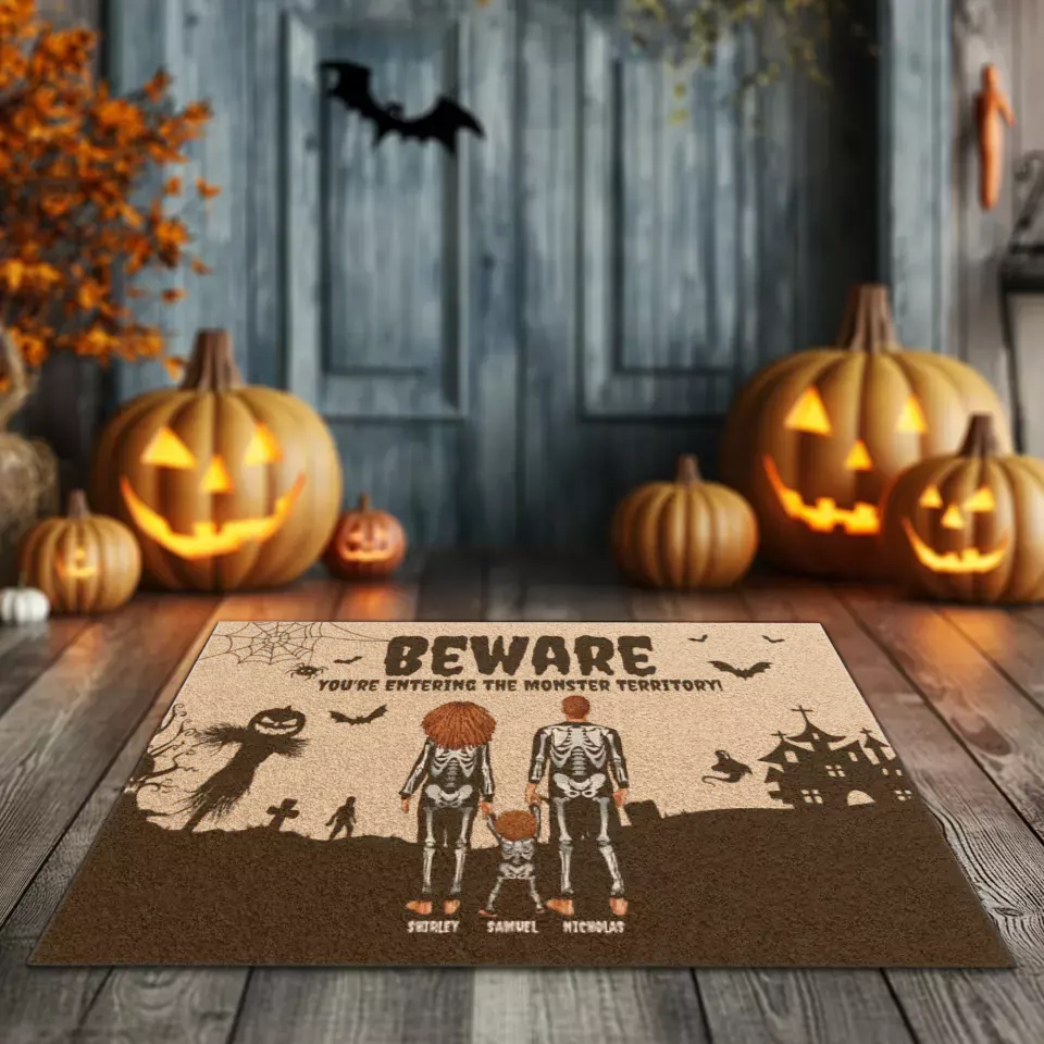 Beware - Custom Name - Personalized Gifts For Family - Doormat (24" × 16")