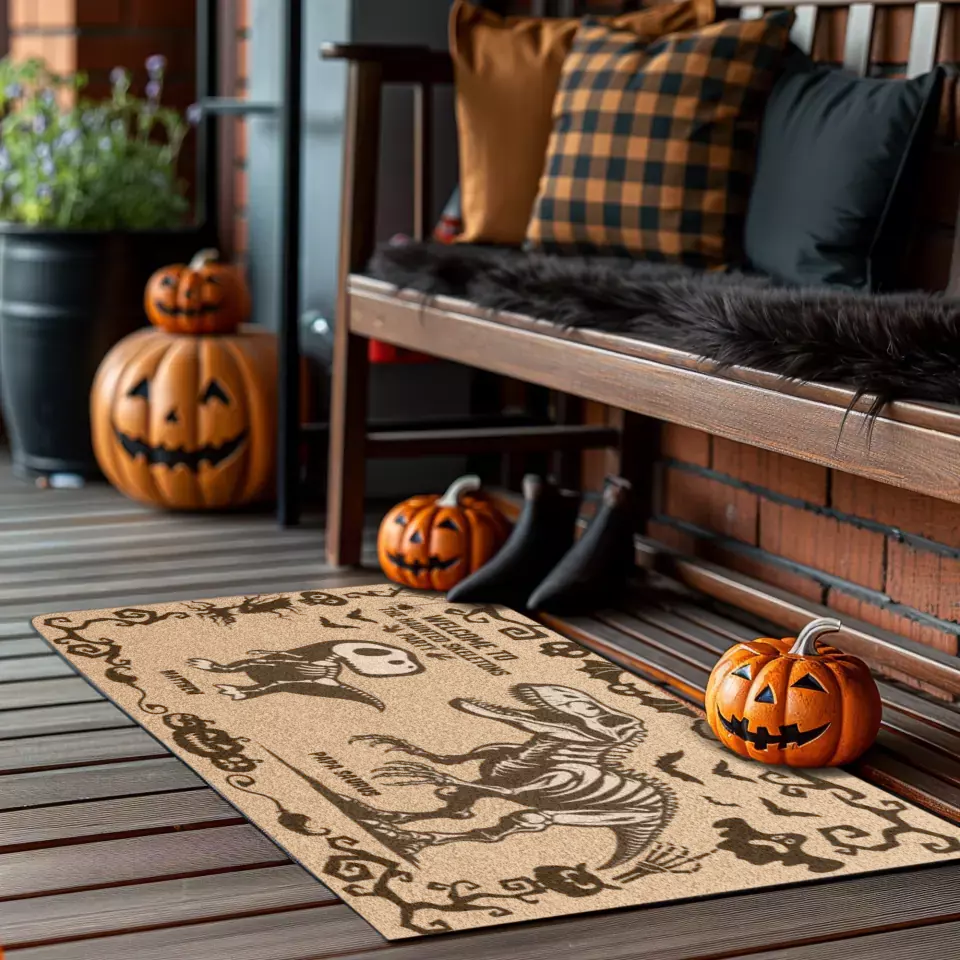 Welcome To The Haunted Skeleton Party - Custom Name - Personalized Gifts For Family - Doormat (24" × 16")