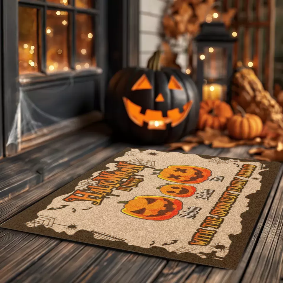 Halloween Is Here - Custom Name - Personalized Gifts For Family - Doormat (24" × 16")