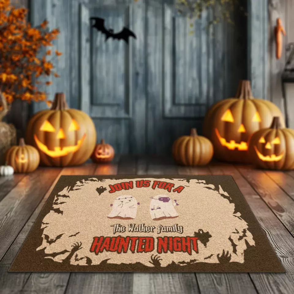 Join Us For A Haunted Night - Custom Name - Personalized Gifts For Family - Doormat (24" × 16")