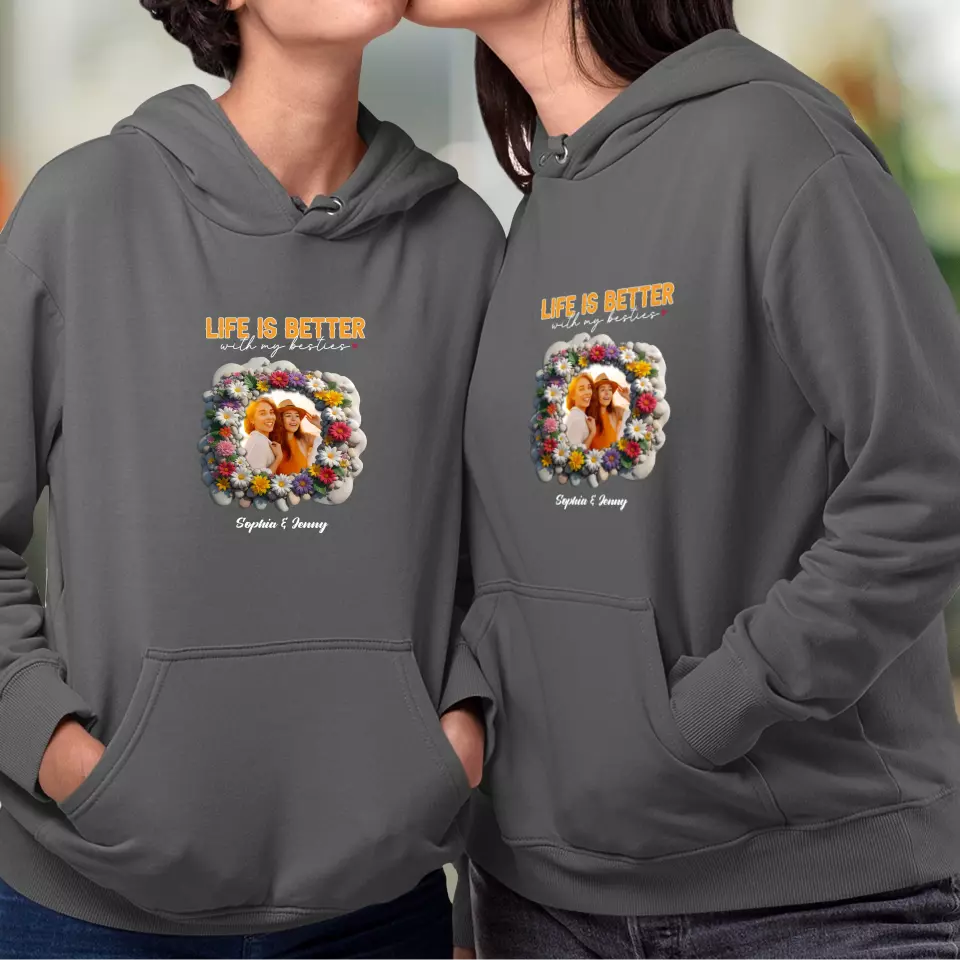 Life Is Better With My Bestie - Custom Photo - Personalized Gifts For Bestie - T-Shirt