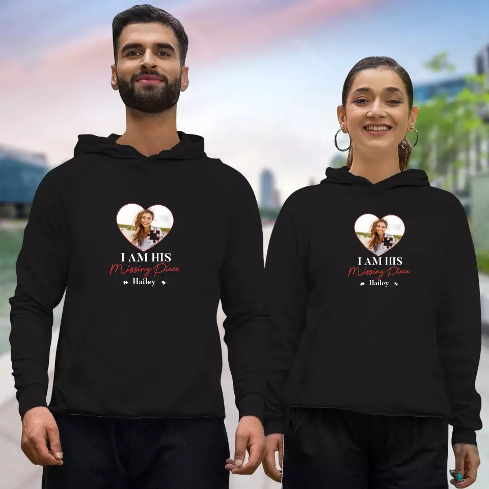 Missing Piece Puzzle - Personalized Gifts For Couples - Unisex Hoodie