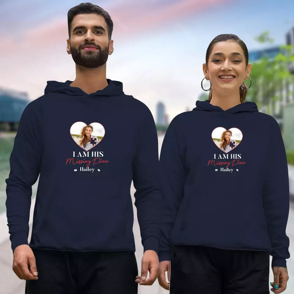 Missing Piece Puzzle - Personalized Gifts For Couples - Unisex Hoodie