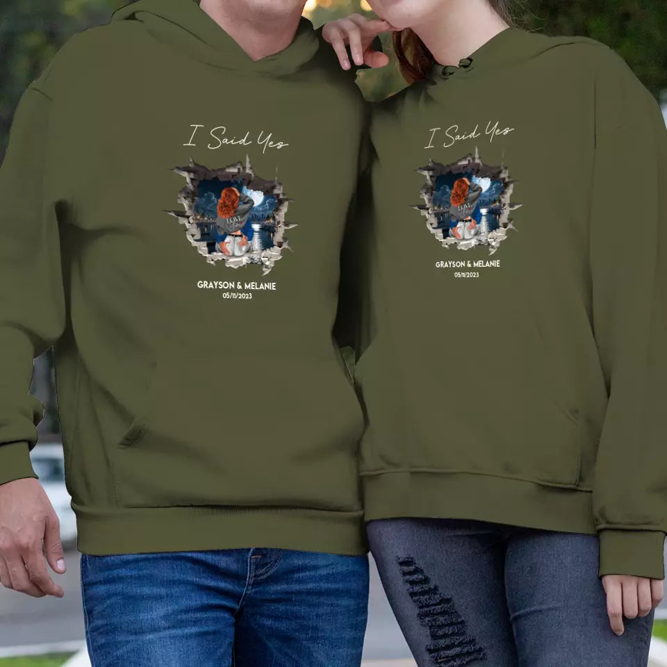 I Asked - Custom Photo - Personalized Gifts for Couples - Unisex Hoodie