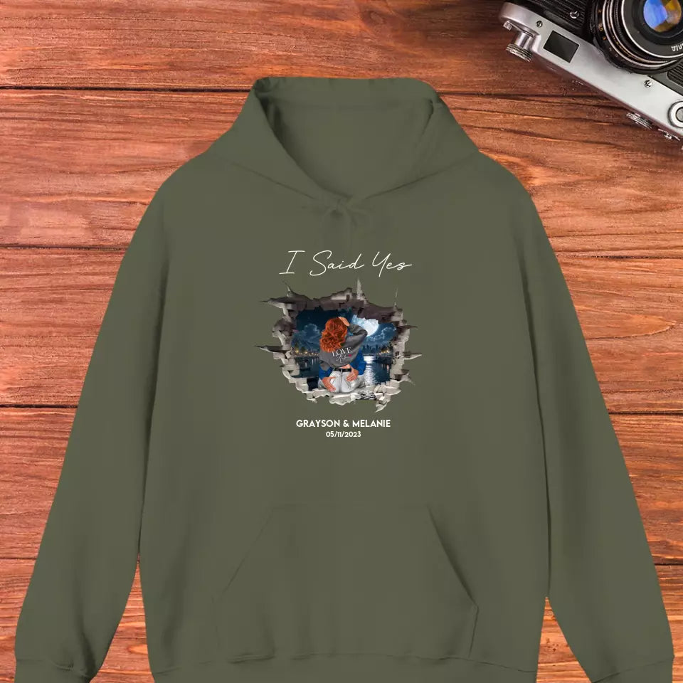 I Asked - Custom Photo - Personalized Gifts for Couples - Unisex Hoodie