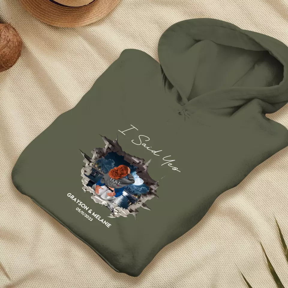 I Asked - Custom Photo - Personalized Gifts for Couples - Unisex Hoodie