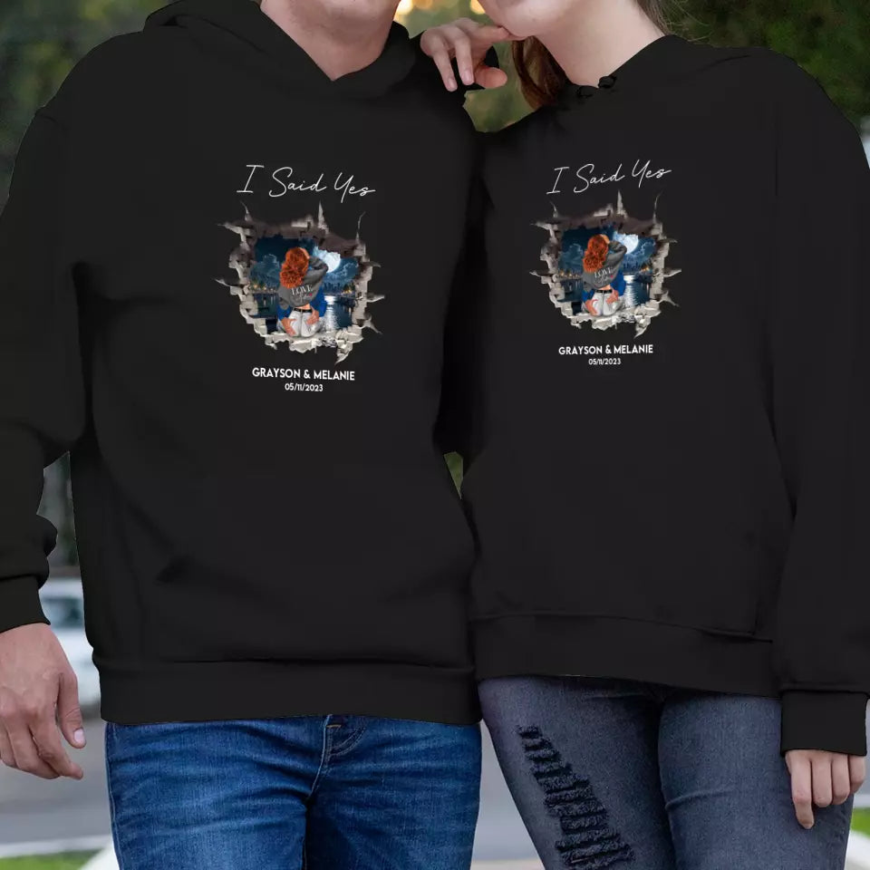 I Asked - Custom Photo - Personalized Gifts for Couples - Unisex Hoodie