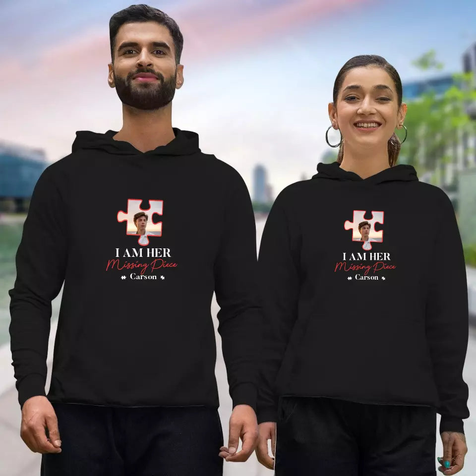 Missing Piece Puzzle - Personalized Gifts For Couples - Unisex Hoodie