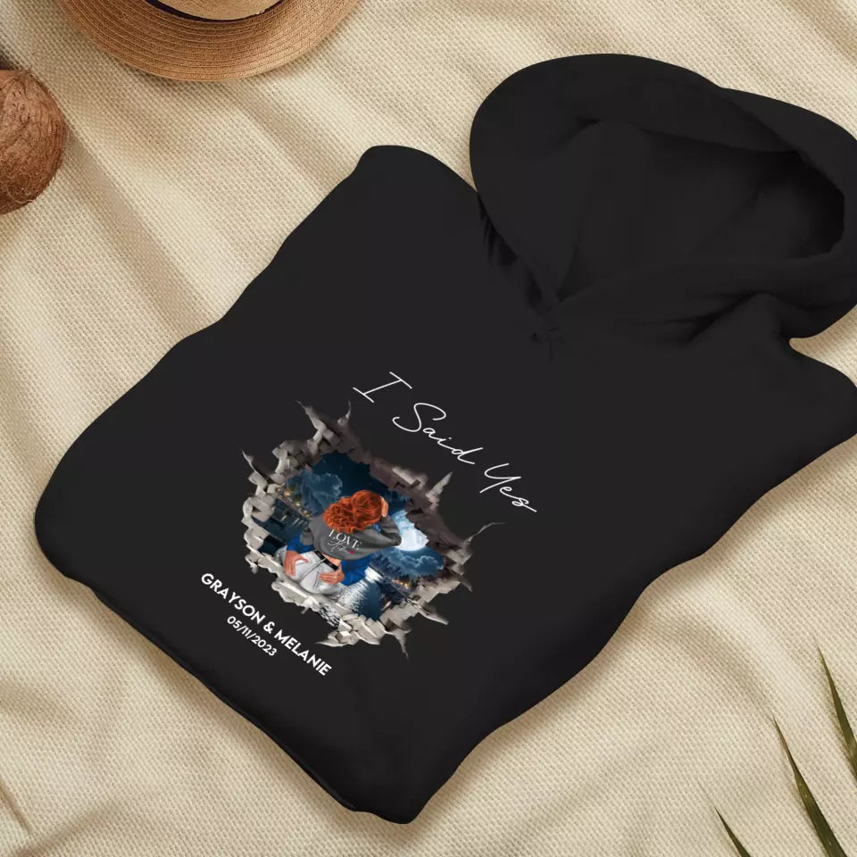 I Asked - Custom Photo - Personalized Gifts for Couples - Unisex Hoodie