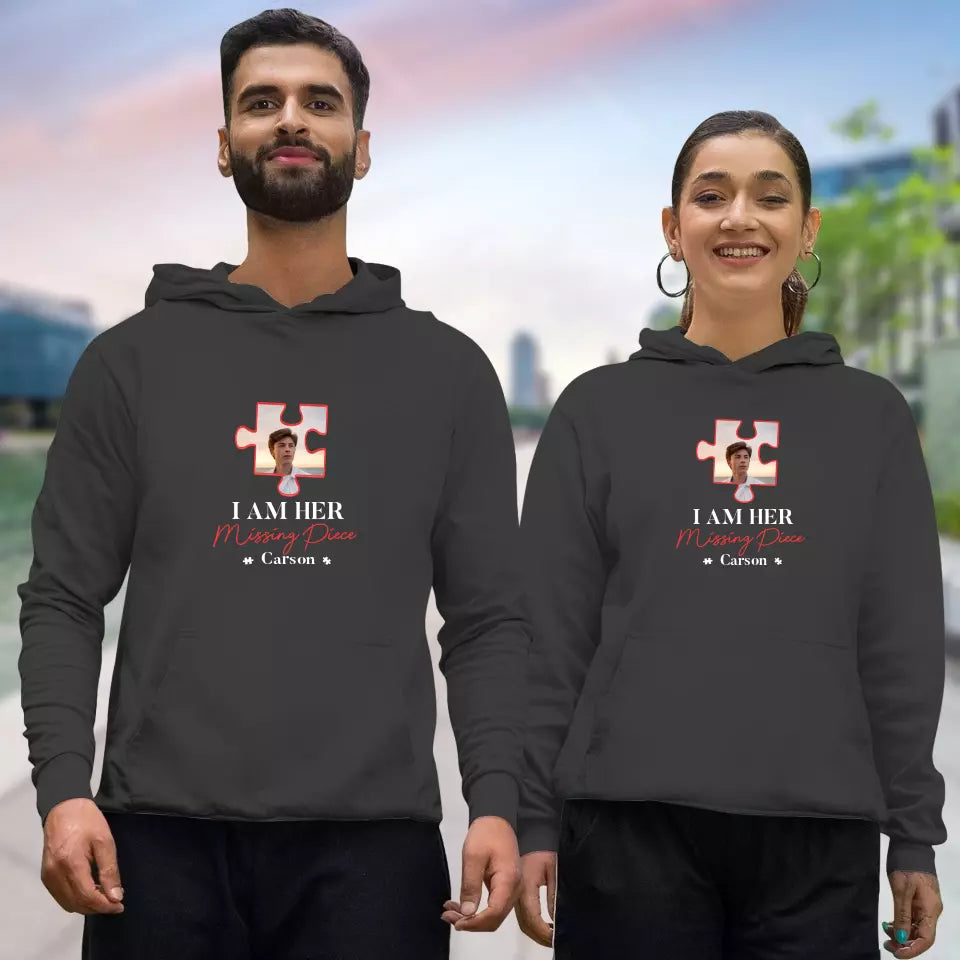 Missing Piece Puzzle - Personalized Gifts For Couples - Unisex Hoodie