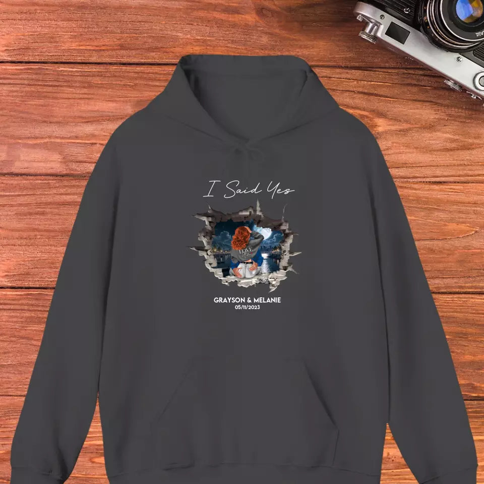 I Asked - Custom Photo - Personalized Gifts for Couples - Unisex Hoodie