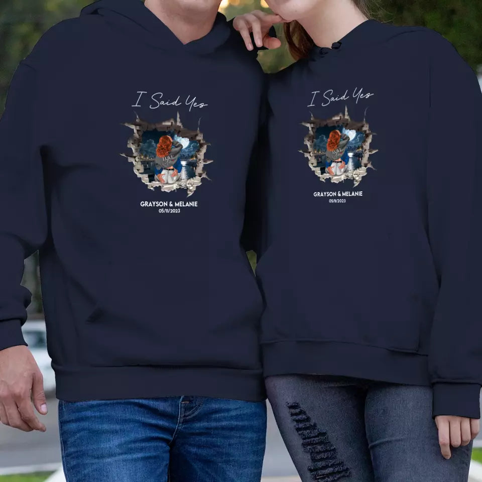 I Asked - Custom Photo - Personalized Gifts for Couples - Unisex Hoodie