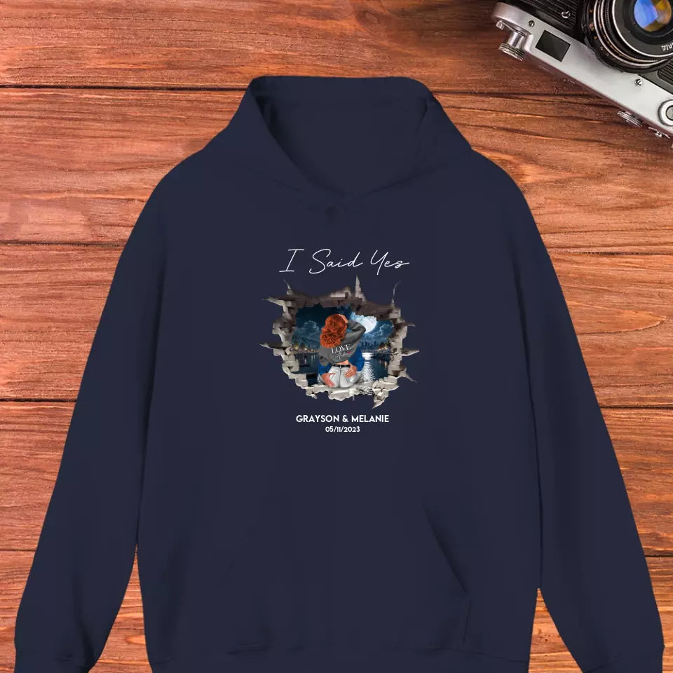 I Asked - Custom Photo - Personalized Gifts for Couples - Unisex Hoodie