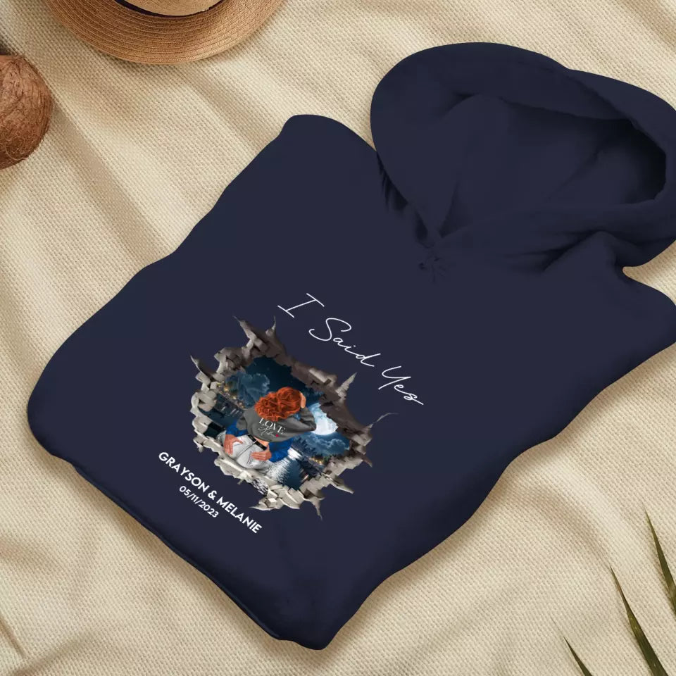 I Asked - Custom Photo - Personalized Gifts for Couples - Unisex Hoodie