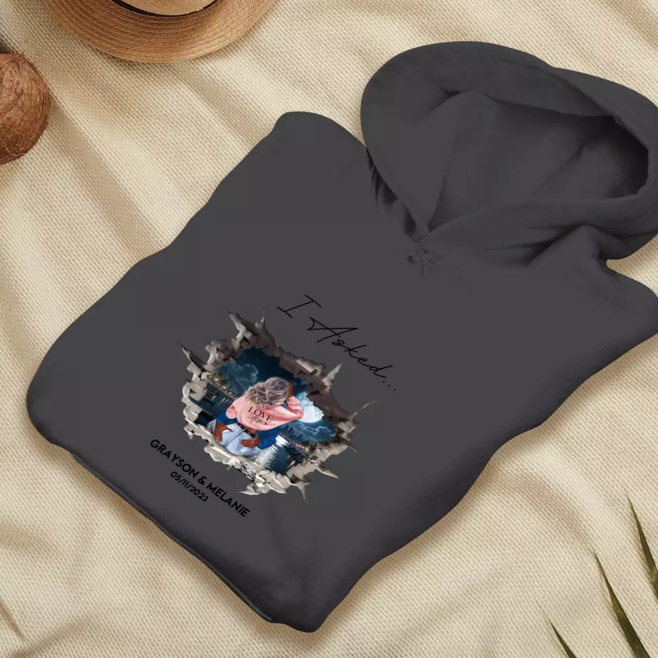 I Asked - Custom Photo - Personalized Gifts for Couples - Unisex Hoodie