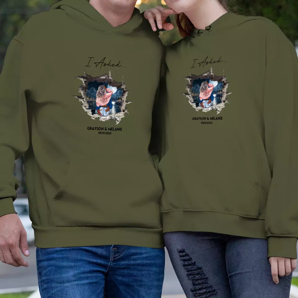 I Asked - Custom Photo - Personalized Gifts for Couples - Unisex Hoodie