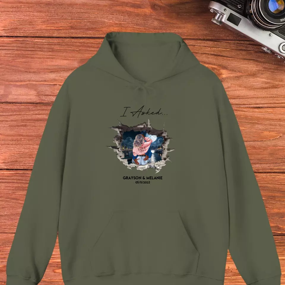 I Asked - Custom Photo - Personalized Gifts for Couples - Unisex Hoodie