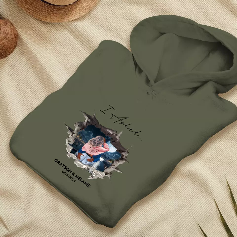 I Asked - Custom Photo - Personalized Gifts for Couples - Unisex Hoodie