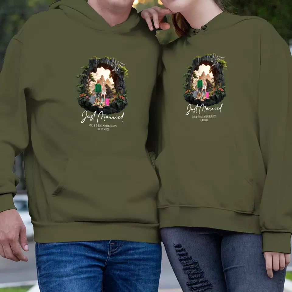 Just Married - Custom Name - Personalized Gifts For Couple - Hoodie