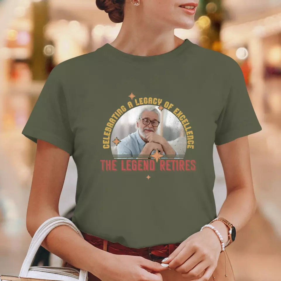 Celebrating A Legacy Of Excellence - Custom Photo - Personalized Gifts For Grandpa - T-Shirt