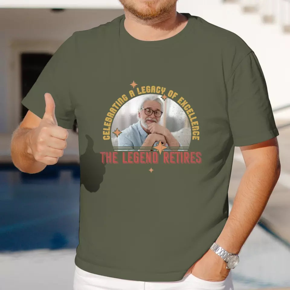 Celebrating A Legacy Of Excellence - Custom Photo - Personalized Gifts For Grandpa - T-Shirt