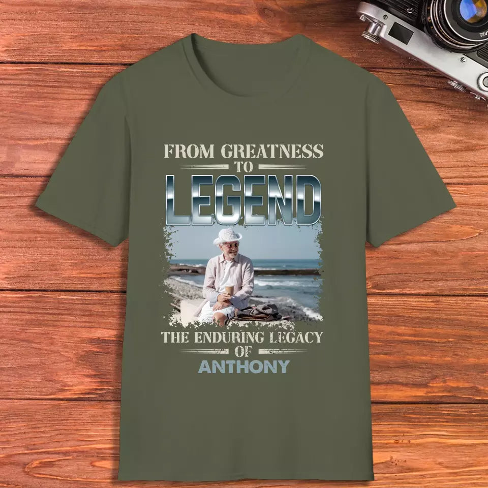 From Greatness To Legend - Custom Photo - Personalized Gifts For Grandpa - T-Shirt